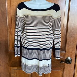 Tory Burch Silk Stripped 3/4 Sleeves Light Sweater  Size Large